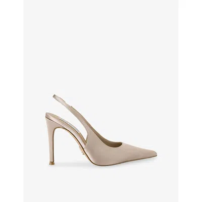 Steve Madden Womens Taupe Reyes Satin Heeled Slingback Courts Eur 37 / 4 Uk In Brown
