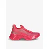 Steve Madden Womens Fuchsia Rhinestone-embellished Low-top Woven Trainers In Fuchsia