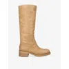 Steve Madden Womens Mid Brown Riggs Leather Knee-high Boots Eur 37 / 4 Uk In Brown