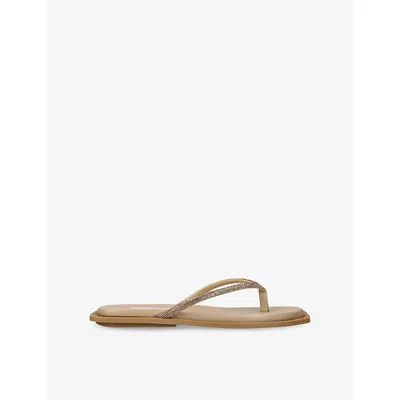 Steve Madden Womens  Saint Rhinestone-embellished Woven Sandals In Gold