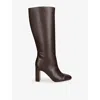 Steve Madden Womens Dark Brown Speedway Gc2 Heeled Leather Knee-high Boots Eur 40 / 7 Uk In Brown