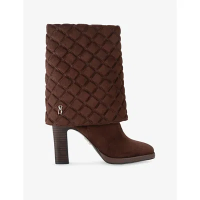 Steve Madden Womens Subscribe Faux-suede Heeled Boots Dark Brown Eur 39 / 6 Uk