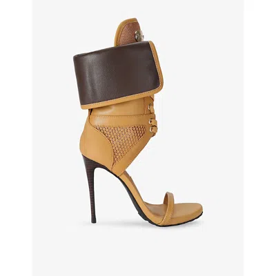 Steve Madden Womens Tan Casella Lace-up Faux-leather Heeled Sandals Eur 38/5 Uk In Brown