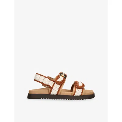 Steve Madden Womens Tan Comb Mona Woven Sandals Eur 37 / 4 Uk In Brown