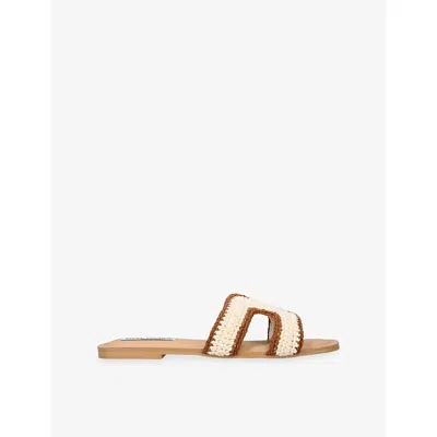 Steve Madden Womens Tan Comb Zarnia Crochet Sandals Eur 40 / 7 Uk In Brown