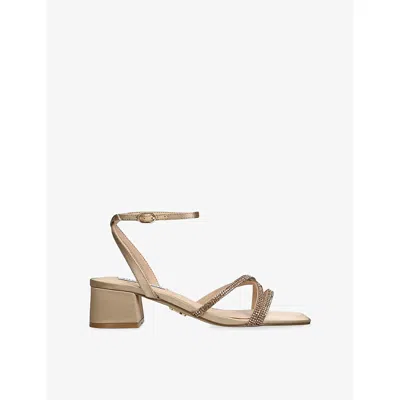 Steve Madden Womens Taupe Gabby Tus Satin Heeled Sandals Eur 38/5 Uk In Multi