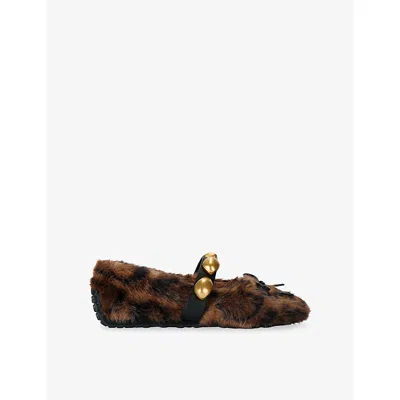 Steve Madden Womens Toasted Faux-fur Ballet Flats Brown/oth Eur 36 / 3 Uk In Multi