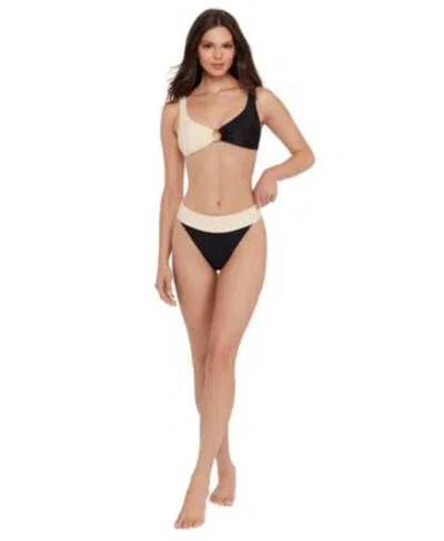 Steve Madden Womens V Neck Ring Bralette Top High Waist Bottoms In Black