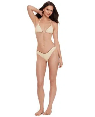 Steve Madden Womens V Neck Triangle Top Scoop Hipster Bottoms In Nude