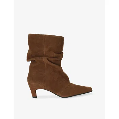 Steve Madden Womens Vexa Suede Heeled Ankle Boots Dark Brown Eur 37 / 4 Uk