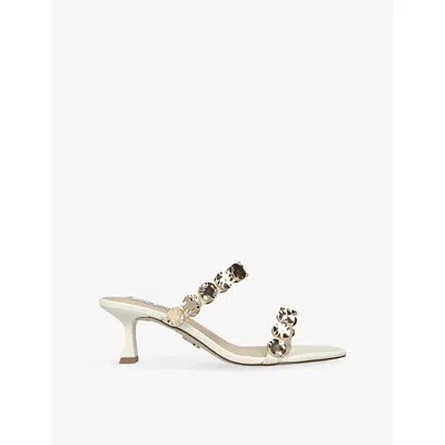 Steve Madden Womens White Annika Heeled Leather Sandals Eur 38/5 Uk