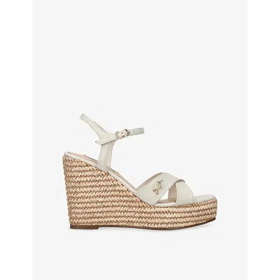 Steve Madden Womens White Cylo Leather Wedge Sandals Eur 37 / 4 Uk In Multi