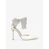 Steve Madden Womens White Deville Bow-embellished Satin Courts In White