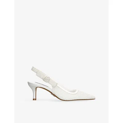 STEVE MADDEN WOMENS WHITE ENSEMBLE PEARL WOVEN SLING-BACK COURTS EUR 41 / 8 UK