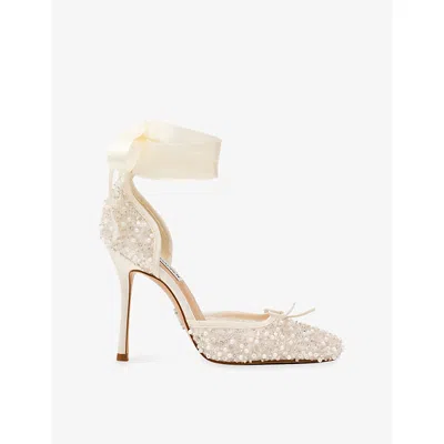 Steve Madden Womens White Larina Sequin Satin Heels Eur 38/5 Uk