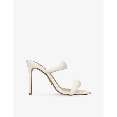 Steve Madden Womens White Saturn Heeled Faux-leather Sandals Eur 37 / 4 Uk In Neutral