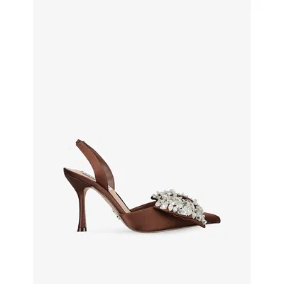 Steve Madden Womens Wine Lovie Heeled Satin Pumps Eur 40 / 7 Uk In Brown