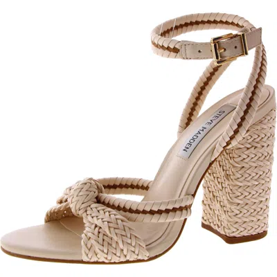 Steve Madden Womens Woven Ankle Strap Strappy Sandals In Beige