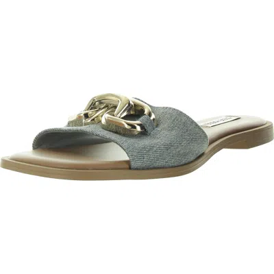 Steve Madden Womens Woven Slip On Slide Sandals In Blue
