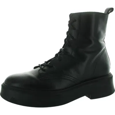 Steve Madden Womens Zipper Man Made Combat & Lace-up Boots In Black