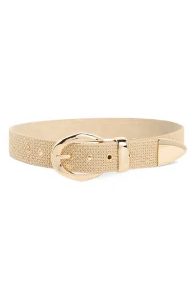 Steve Madden Woven Faux Raffia Overlay Belt In Neutral