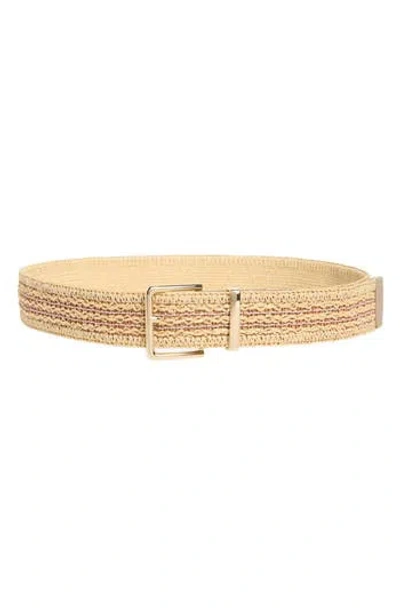 Steve Madden Woven Faux Straw Belt In Brown