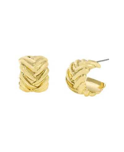 Steve Madden Woven Huggie Hoop Earrings In Gold