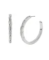 Steve Madden Woven Large Hoop Earrings In Rhodium