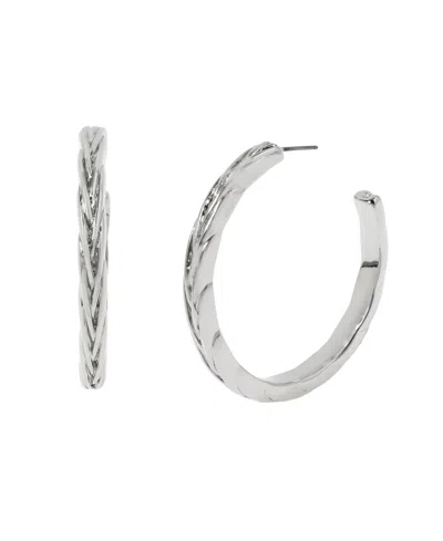 Steve Madden Woven Large Hoop Earrings In Rhodium