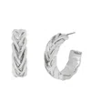 Steve Madden Woven Medium Hoop Earrings In Rhodium