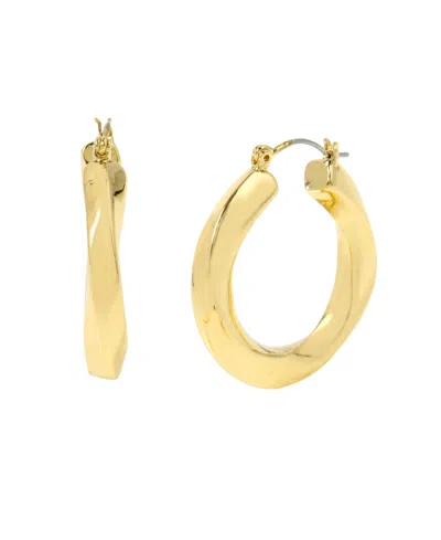 Steve Madden Woven Twist Medium Hoop Earrings In Gold