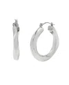 Steve Madden Woven Twist Medium Hoop Earrings In Rhodium