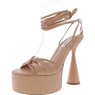 Steve Madden Yasmyn Womens Lace-up Faux Leather Platform Sandals In White