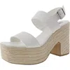 Steve Madden York Womens Woven Faux Leather Platform Sandals In White