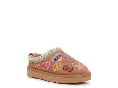 Steve Madden Kids' Youth  Slipper Rizz 's Size Cognac Rhinestone Cozy Shoes Hawk1731 In Brown