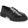 Steve Madden Zaccai Lug Sole Penny Loafer In Black