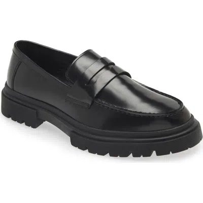 Steve Madden Zaccai Lug Sole Penny Loafer In Black