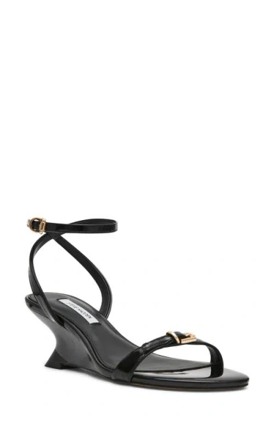Steve Madden Zaloma Ankle Strap Wedge Sandal In Black