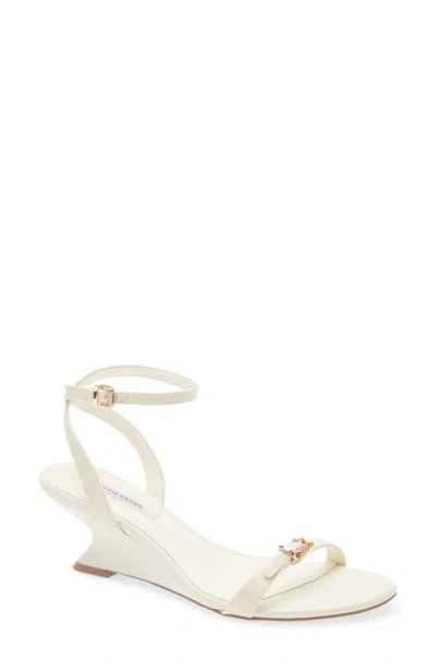 Steve Madden Zaloma Ankle Strap Wedge Sandal In White