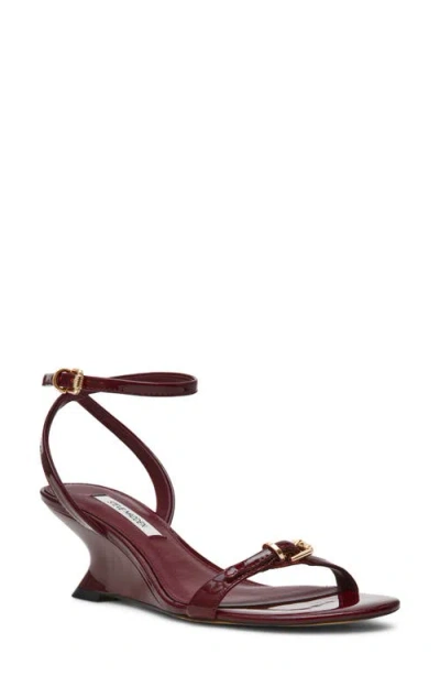 Steve Madden Zaloma Ankle Strap Wedge Sandal In Burgundy