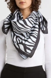Steve Madden Zebra Print Square Scarf In Black