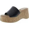 Steve Madden Zillion Womens Cork Faux Leather Platform Sandals In Black