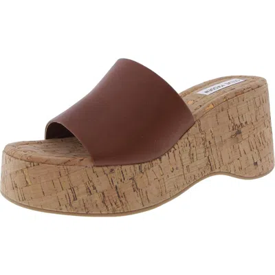 Steve Madden Zillion Womens Cork Faux Leather Platform Sandals In Green