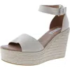 Steve Madden Zillow Womens Adjustable Denim Platform Sandals In White