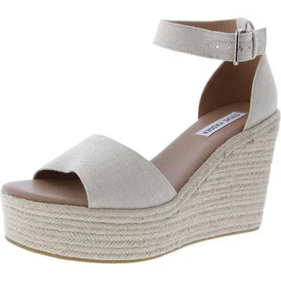 Steve Madden Zillow Womens Adjustable Denim Platform Sandals In White