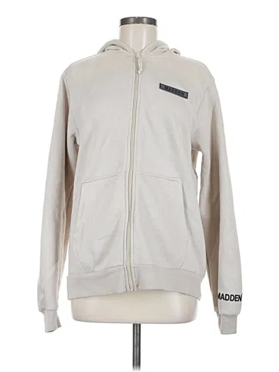 Pre-owned Steve Madden Zip Up Hoodie In White
