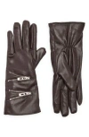 Steve Madden Zipper Faux Leather Gloves In Blue