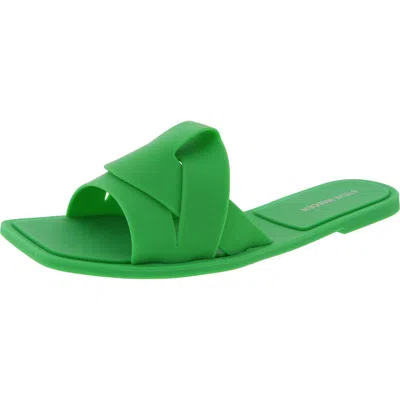 Steve Madden Zippy Womens Woven Rubber Slide Sandals In Green