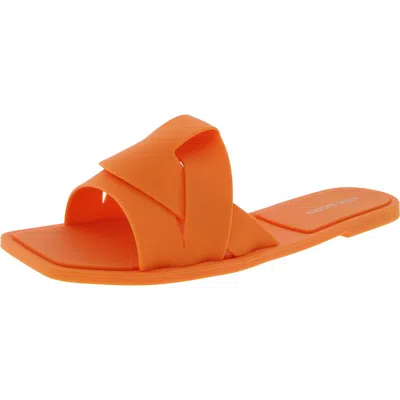 Steve Madden Zippy Womens Woven Rubber Slide Sandals In Orange
