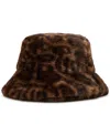 Steve Madden Zoe Leopard Print Faux Fur Bucket Hat In Brown